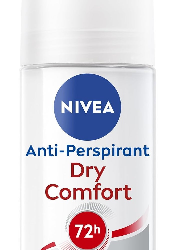 NIVEA Dry Comfort Antiperspirant Deodorant for Women Quick Dry 72h Active Sweat Protection Roll-On, Pack of 3 - Image 2